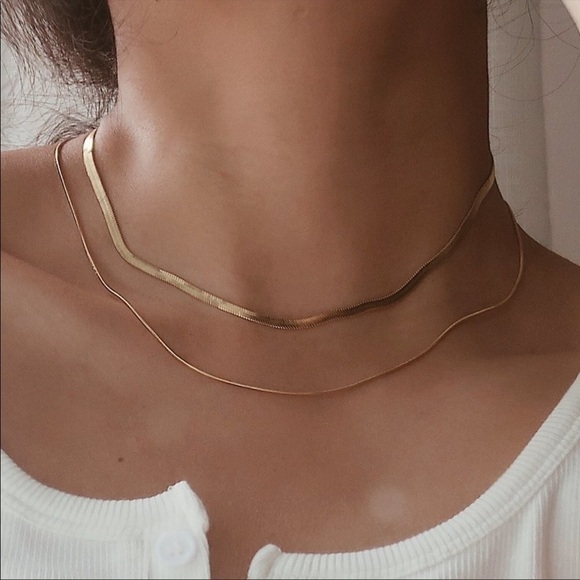 𝅺💎NEW 18k Gold Plated Double Layered Snake Necklace - Picture 1 of 8